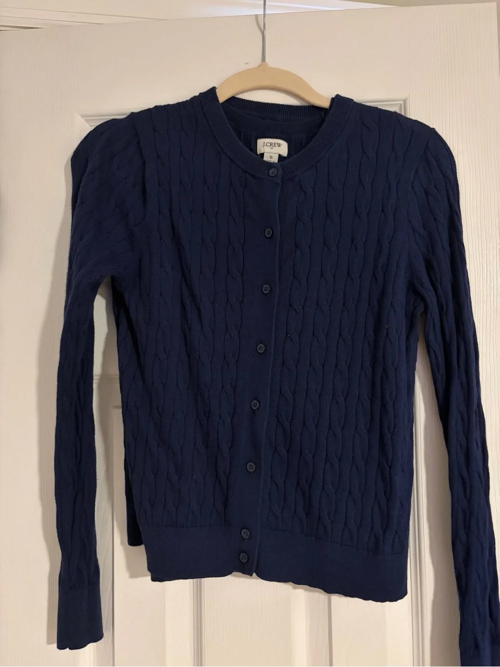 J. Crew Navy Cable-Knit Button Cardigan Sweater and Shell